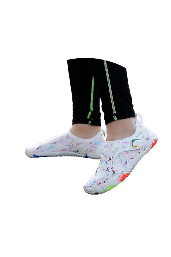 Toddler Kids Sneakers Hook Loop Barefoot Style Wide Toe Lightweight Breathable Sport Outdoor Daily Wear Boys Girls Shoes Size 9-9.5 Years White