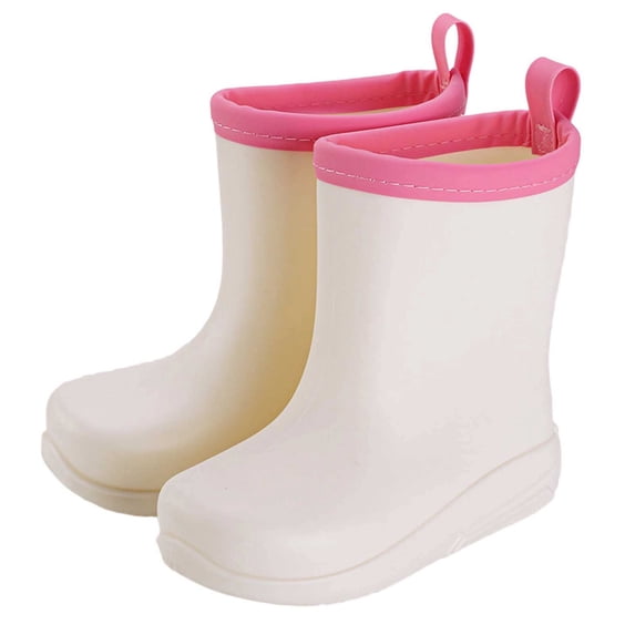 Yuncity Toddler Rain Boots Boys Grils Mid Calf Water Shoes Waterproof Solid Color Non- Outdoor Lightweight Rainy Days Wear Unisex Toddler Boots Size 9-9.5 Years White