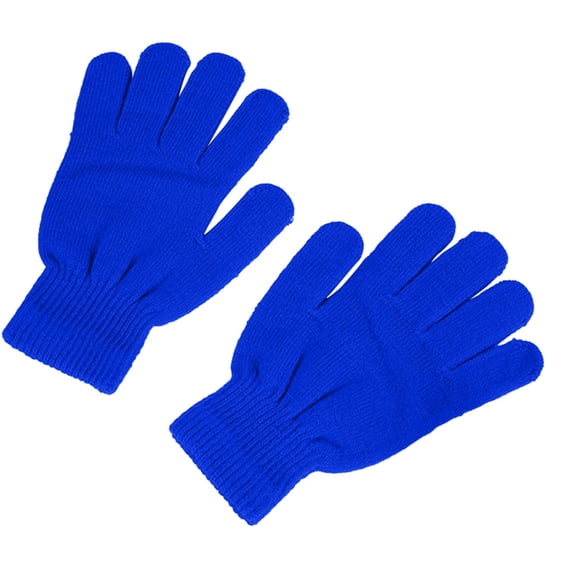 Yuncity Unisex Winter Knitted Gloves Warm Five Fingered Stretchy Adult Mittens Comfort Fit For Outdoor Cold Weather Daily,Blue