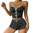 thumbnail image 1 of Yuncity Valentine's Day Loungewear For Women Ribbed With Bow Sleeveless Tank Top Shorts Comfortable Pjs Pajama Black M, 1 of 4