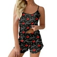 thumbnail image 1 of Yuncity Valentine's Day Pajama For Women Heart Printed Camisole Shorts Home Sleeveless Top Fashion Pjs Sleepwear Black L, 1 of 4
