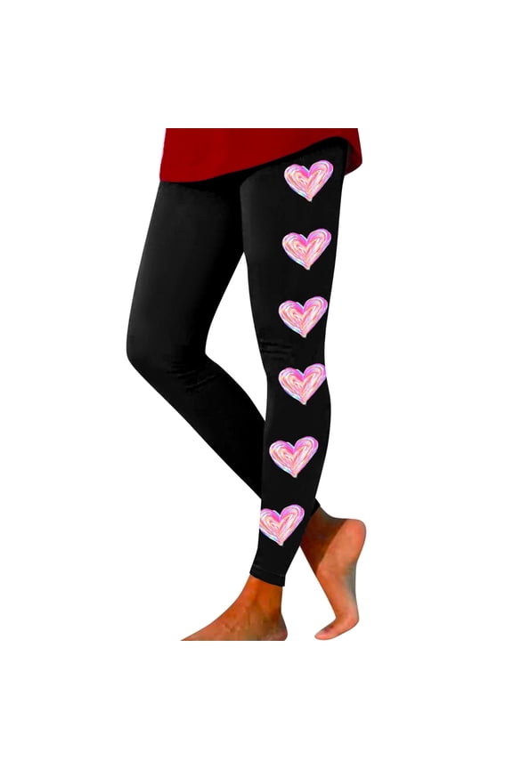 Valentines Leggings For Women Cute Holidays Love Heart Print Funny Graphic High Waist Tights Yoga Pants For Workout Running Athletic Women's Leggings S-Xxl Sky Blue