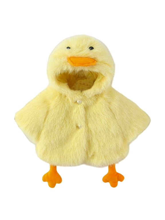 Winter Coats For Girls Hooded Cape Jackets Soft Warm Adorable Cartoon Duck Casual Fashion Outdoor Leisure Outerwear