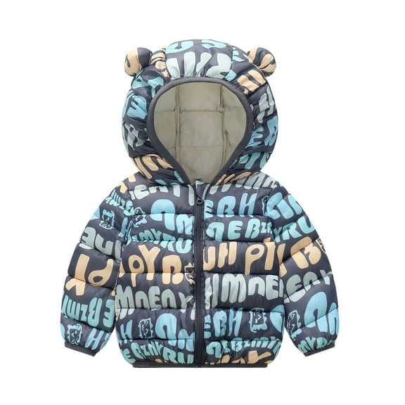 Yuncity Winter Down Coats For Kids Baby Boys Girls Cute Cartoon Print Quilted Sleeveless Jacket Warm Thermal Outerwear For Toddler Sky Blue