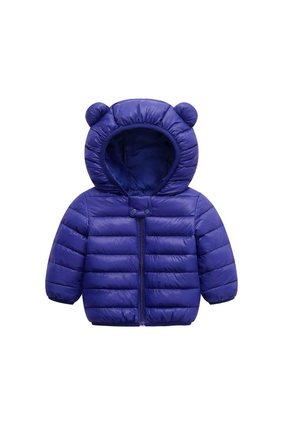 Winter Down Coats For Kids Baby Boys Girls Long Sleeve Solid Coat Ears Hooded Thicken Windproof Zipper Warm Outwear 9-12 Months