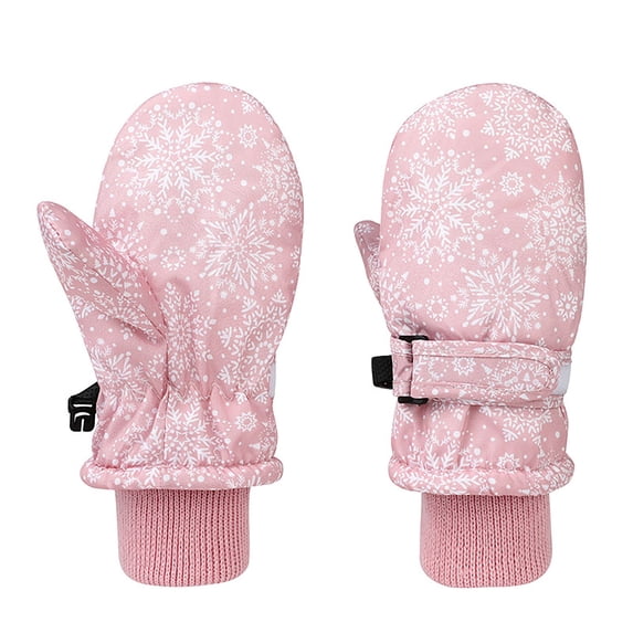 Yuncity Winter Kids Ski Gloves Waterproof Fleece Lined Warm Mittens For Boys Girls Cold Weather Outdoor Snow Running Walking Sports,Pink