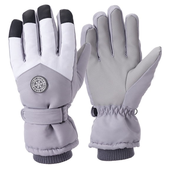 Yuncity Winter Unisex Winter Ski Gloves Touchscreen Waterproof Non- Warm Thickened Snow Gloves For Outdoor Skiing Riding,Size L Grey