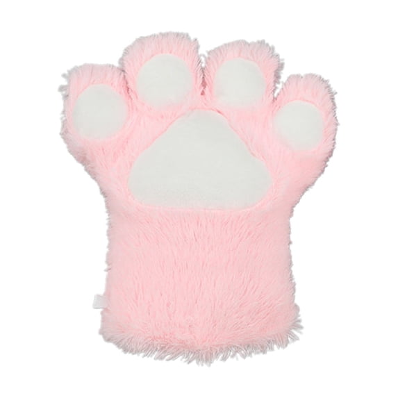 Yuncity Women Fuzzy Cat Paw Gloves Cute Animal Print Plush Half Finger Mittens Accessories For Halloween Cosplay Party Performance,Pink