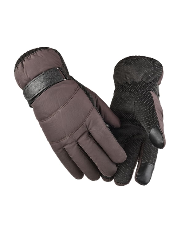 Women Men Winter Ski Gloves Touchscreen Knit Warm Windproof Cold Weather Thermal Down Cotton Snow Gloves For Cycling Riding Driving,Brown