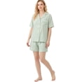 thumbnail image 1 of Yuncity Women'S Pajama Sets 2 Piece Stripe Summer Short Sleeve Button Up Top With Shorts Pjs Sleepwear Loungewear Nightwear,Size M-2Xl Light Green, 1 of 4