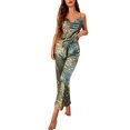 thumbnail image 1 of Yuncity Women'S Pajamas Silk Satin 2 Piece Summer Sleeveless Cami Top And Pants Pjs Sleepwear Loungewear Nightwear,Size S-Xl Green, 1 of 4