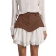 thumbnail image 1 of Yuncity Women Skirts Solid Color High Waist Elastic Flare Layered Ruffle Hem Summer Elegant Cute Leisure Outdoor Daily Wear Women's Skirts Size M Brown, 1 of 4