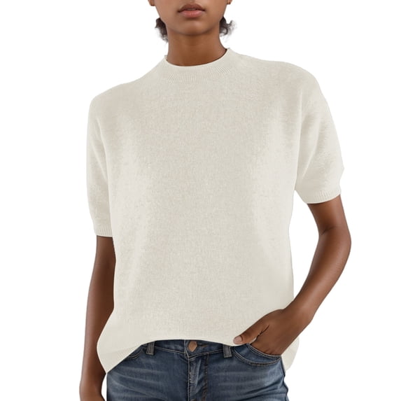 Yuncity Women Tops Short Sleeve Crew Neck Solid Color Summer Basic Leisure Outdoor Daily Wear Women'S Tshirts Size Xl White