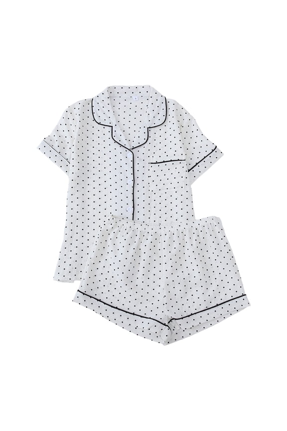 Women Valentines Pajamas 2 Piece Short Sleeve Cute Print Button Down Shirt With Shorts Set Sleepwear Loungewear Soft Comfortable Breathable Pjs S-Xl