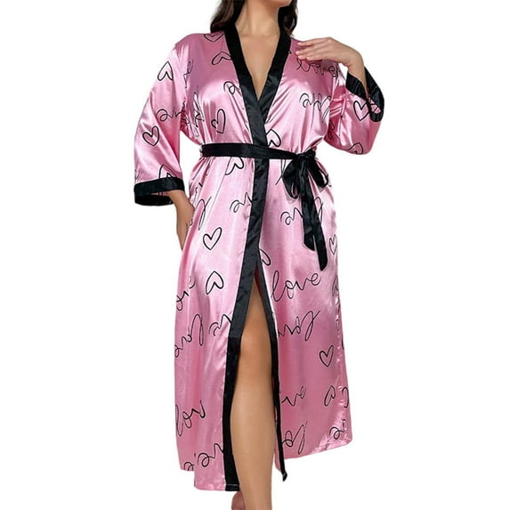 Yuncity Women's Nightgown Kimono Robes Plus Sized Pajama Fashion Casual Loose Long Pajama Pjs Loungewear Soft Xl-5Xl