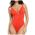 thumbnail image 1 of Yuncity Women's One-Piece Swimsuits Deep V Neck Shapewear Backless Thong Bodysuit Tank Top Bathing Suits Swimwear For Beach Pool Orange S-Xl, 1 of 6