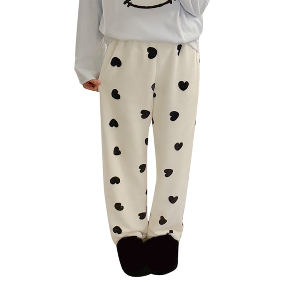 Yuncity Womens Pajama Pants Soft Pants Cozy Lined Wear Relaxed Comfort Warmth Home Sleeping Pjs Bottoms White Xl