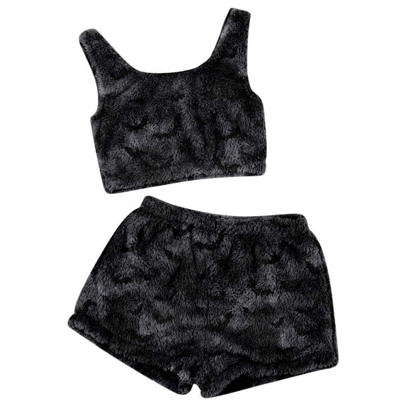 Yuncity Womens Halloween Pajama Suspender Shorts Sleeveless Casual Flannel Hallowmas Print 2 Piece Shorts Set Comfy Pajamas Pj Black M