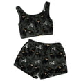 thumbnail image 1 of Yuncity Womens Halloween Sleepwear Suspender Shorts Sleeveless Casual Flannel Hallowmas Print 2 Piece Shorts Set Comfortable Pjs Pajama Black L, 1 of 2