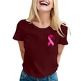 thumbnail image 1 of Yuncity Womens Shirts Awareness Month Graphic Tee Breast Cancer Awareness Casual Crew Neck Pink Ribbon Print Top For Women Soft Blend T-Shirts Size M, 1 of 5