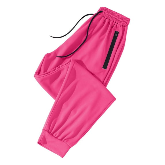 Yuncity Womens Sweatpants Ice Silk Mesh Breathable Drawstring Waistband Zipper Pocket Foot Binding Elastic Sports Pants Sweat Pants For Women Pink Xxl