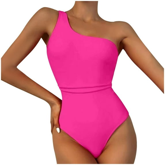 Yuncity Womens Swimsuits One Piece Fashion Backless Solid Color Swimsuit Bathing Suit Swimwear For Beach Pool Pink S-Xl