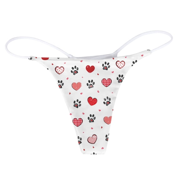 Yuncity Womens Valentines Day Panties Comfort Soft String T Back Low Rise Underpants Valentine'S Day Underwear White L