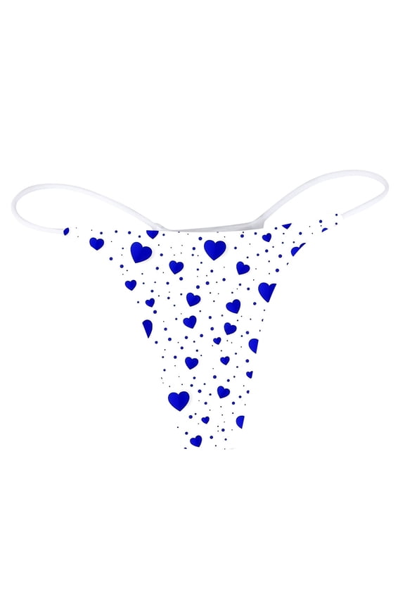 Womens Valentines Day Panties Fashion Feelings Printed Daily Breathable Low Waist Home Thong Valentine'S Day Underwear Blue L