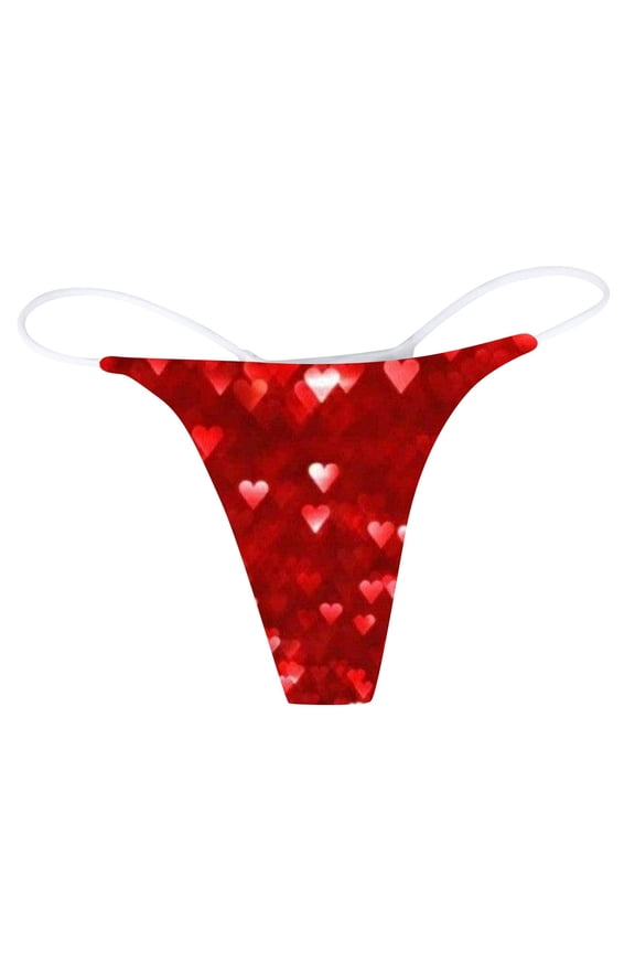 Womens Valentines Day Panties Fashion Feelings Printed Daily Breathable Low Waist Home Thong Valentine'S Day Underwear Red S