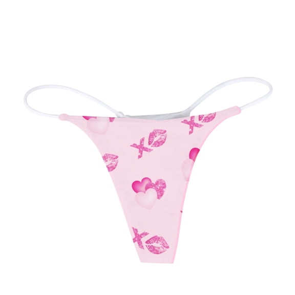 Yuncity Womens Valentines Day Panties Heart Printed Breathable Thong Valentine'S Day Underwear Pink L