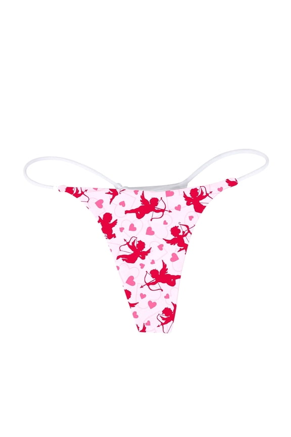Womens Valentines Day Panties Heart Printed Breathable Thong Valentine'S Day Underwear Pink L