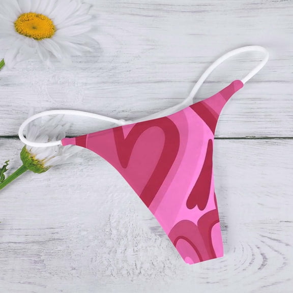 Yuncity Womens Valentines Day Panties Heart Printed Breathable Thong Valentine'S Day Underwear Pink L