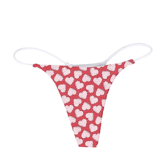Yuncity Womens Valentines Day Panties Heart Printed Breathable Thong Valentine'S Day Underwear White L
