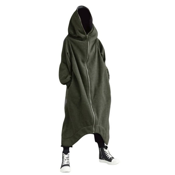 Yuncity Zip Up Hoodie For Men Solid Color Personality Dark Style Full Body Zipper Long Hooded Sweater Jacket Tops Mens Hoodies,Green M