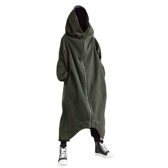 Yuncity Zip Up Hoodie Men Solid Color Personality Dark Style Full Body Zipper Long Hooded Sweater Jacket Tops Mens Hoodies,Green Xxxl