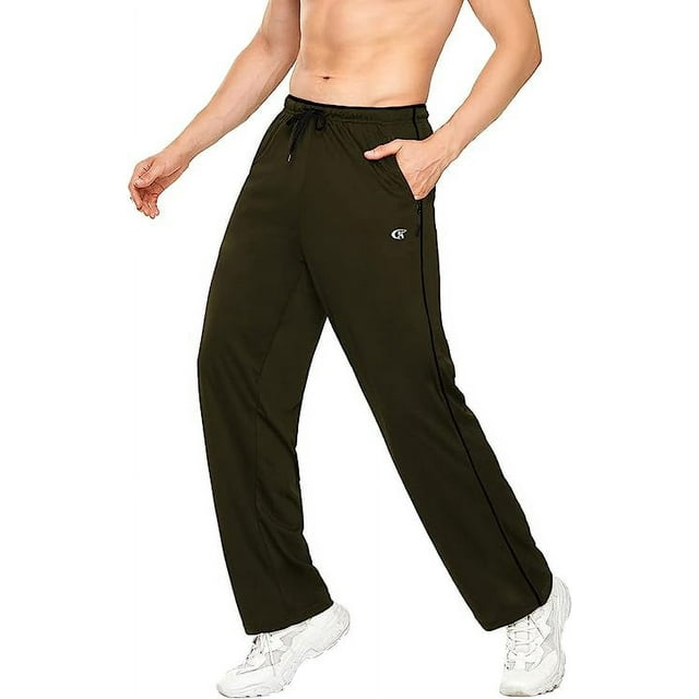 Yundobop Men's Athletic Open Bottom Pants Jogging Bottoms Mesh Men's