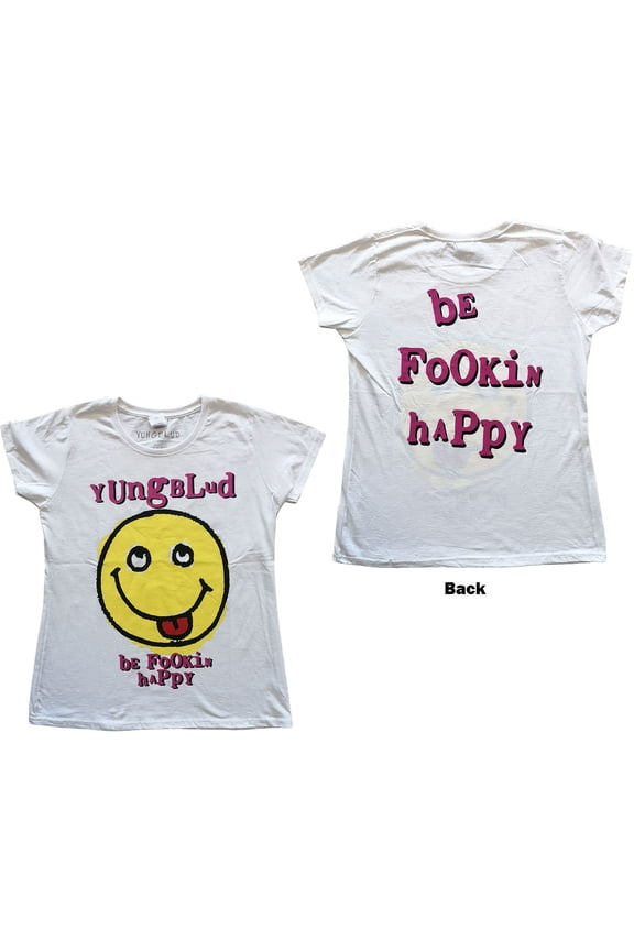 Yungblud Ladies T-Shirt: Raver Smile (Back Print) (Large)