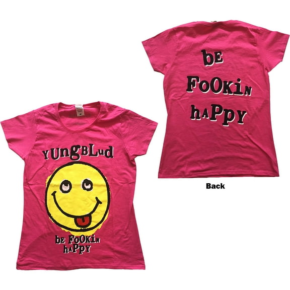 Yungblud Ladies T-Shirt: Raver Smile (Back Print) (Large)