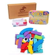 Yungwalm Wooden Pattern Block Animals Jigsaw Puzzle Blocks 60 Design Cards Wooden Pattern Block Toddler Educational Developmental Toys Gift Kids Montessori Toys favorable