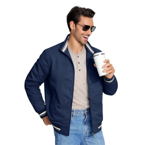 Yungyresw Baseball Jacket Contrast Color Slim Fit Jacket Long Sleeve Men's Fashion Jacket for Campus Dating