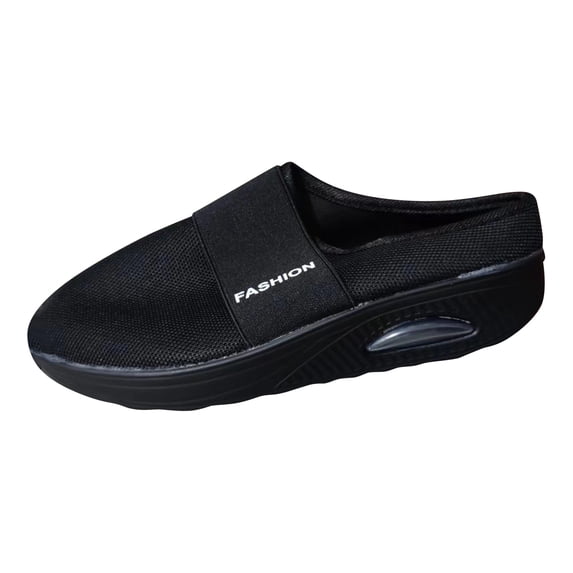 Yungyresw Casual Mules For Women Breathable Mesh Upper Closed Toe Slip On Shoes Arch Support Soft Sole Outdoor Walking Shoes Black