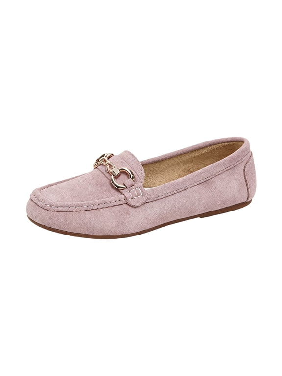 Casual Slip On Loafers For Women Soft Upper Moc Toe Flat Walking Shoes Fall Winter Outdoor Low Top Fashion Office Shoes Purple 43