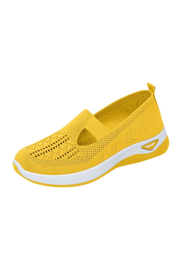 Comfort Work Shoes for Women, Orthopedic Slip On Sneakers with Arch Support, Lightweight for All Day Wear Yellow 41