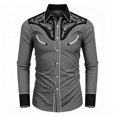 thumbnail image 1 of Yungyresw Cowboy Shirt for Men Vintage Wash Long Sleeve Shirt Chest Flap Pockets Men's Western Shirts Stage Performance, 1 of 4