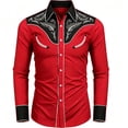 thumbnail image 1 of Yungyresw Cowboy Shirt for Men Vintage Wash Long Sleeve Shirt Chest Flap Pockets Men's Western Shirts Stage Performance, 1 of 4