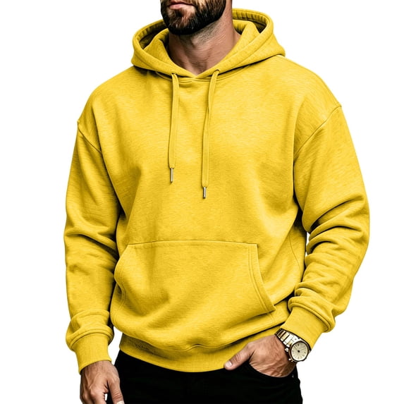 Yungyresw Essentials Hoodie for Men Adjustable Drawstring Long Sleeve Ribbed Cuffs Hoodies Kangaroo Pocket Pullover Fall Casual