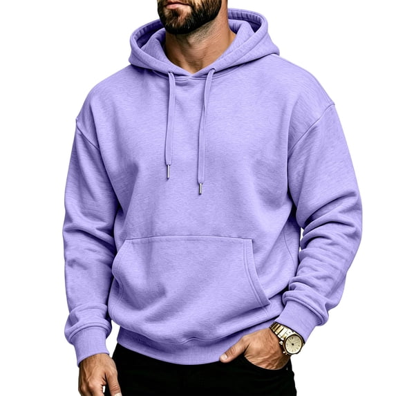 Yungyresw Essentials Hoodie for Men Adjustable Drawstring Long Sleeve Ribbed Cuffs Hoodies Kangaroo Pocket Pullover Fall Casual