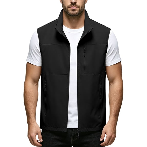 Yungyresw Fishing Vest Multi Pockets Multi Pocket Vest Full Zipper Waterproof Vest Quick Drying for Camping Hunting