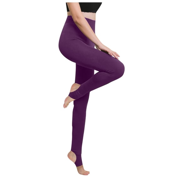 Yungyresw Fleece Lined Stirrup Leggings Women High Waisted Soft Gym Workout Leggings Winter Thermal Tights Athletic Yoga Pants M
