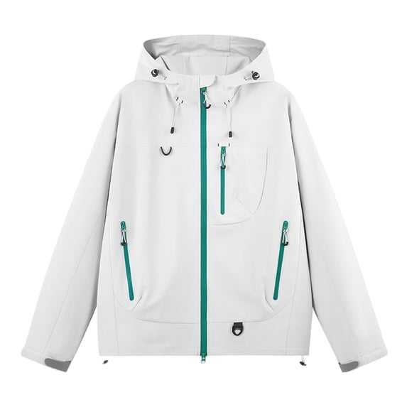 Yungyresw Hooded Outdoor Jacket Windproof Windbreaker Jacket Full Zipper Lightweight Multi-Pocket Casual Full Zip Jacket for Outdoor Sports Hiking